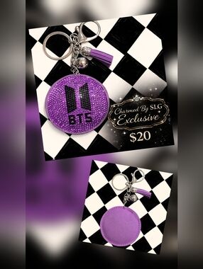 Handmade BTS Purple Rhinestone Bag Charm Keychain 💜  | SLG Exclusive